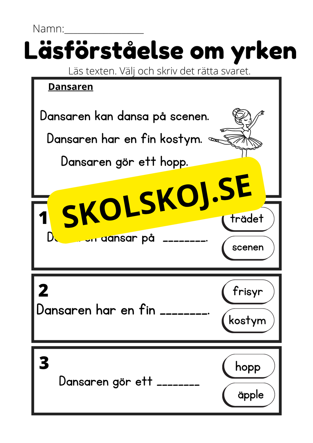 Läsförståelse om yrken