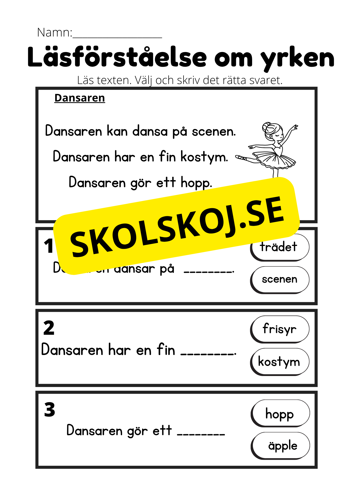 Läsförståelse om yrken