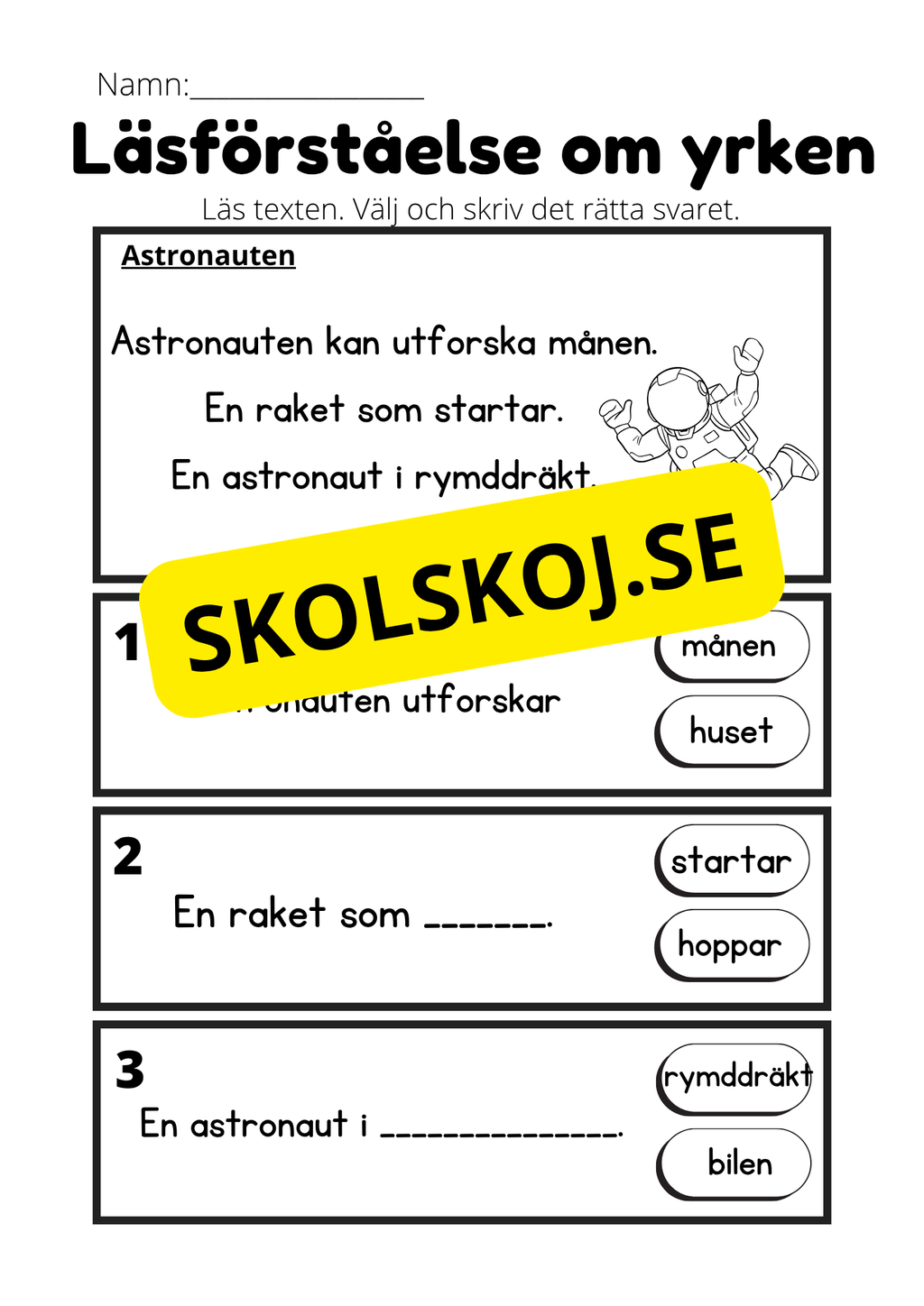 Läsförståelse om yrken