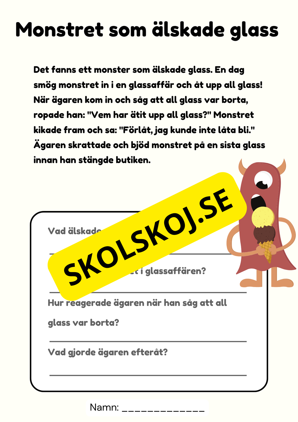 Läskig läsning - Läsförståelse - Årskurs 2 - 3