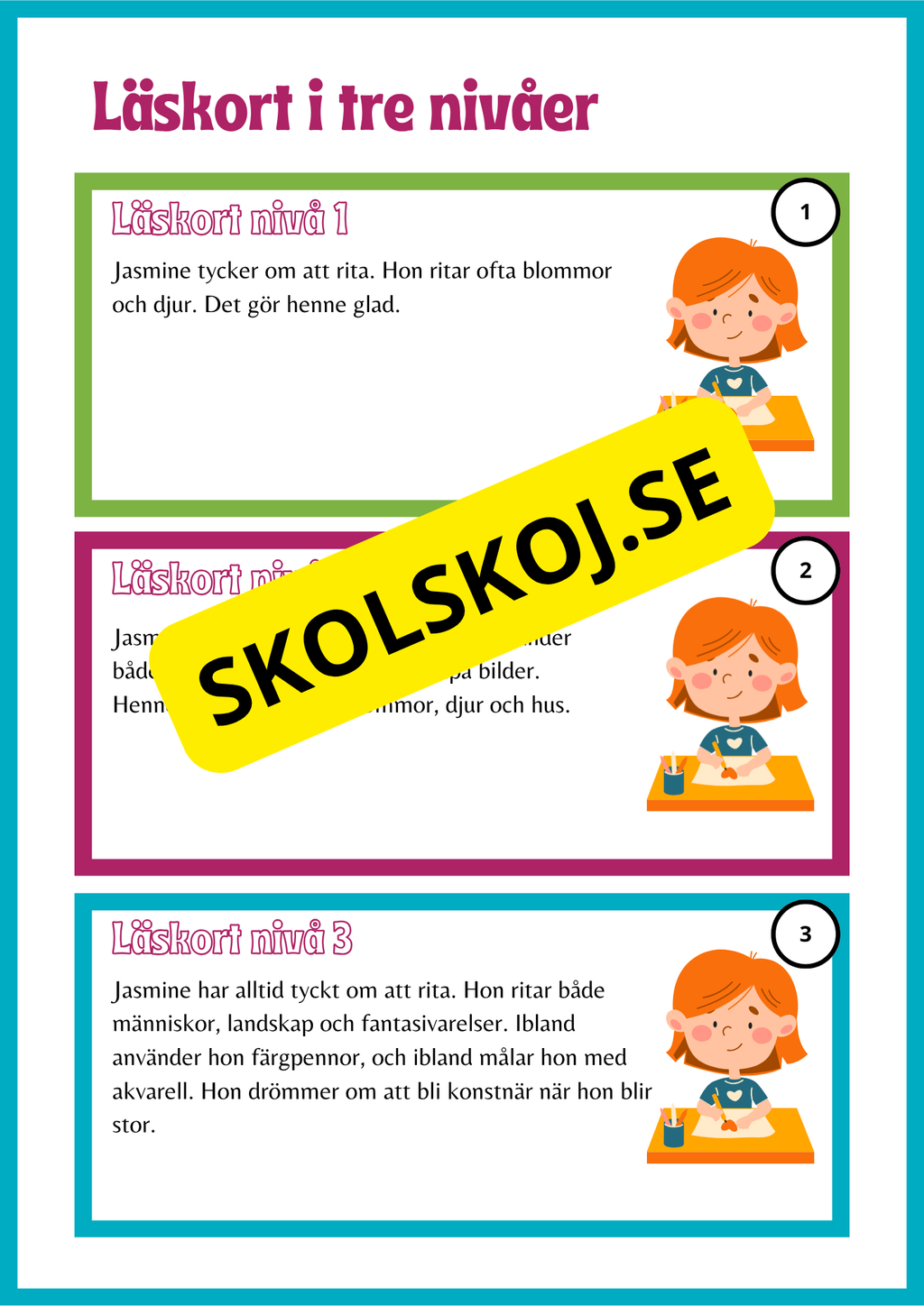 Läskort i tre nivåer- 60 st
