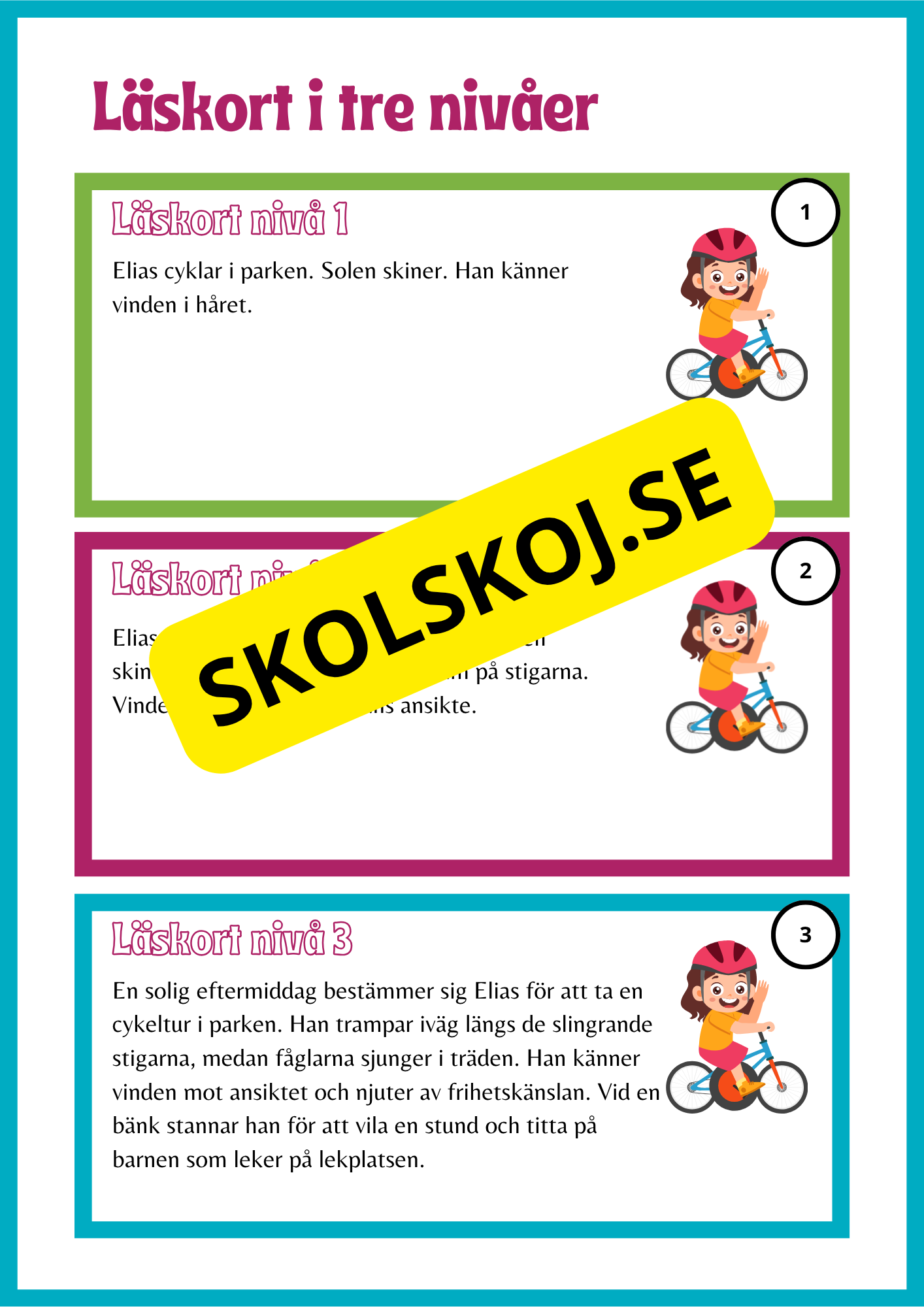 Läskort i tre nivåer- 60 st