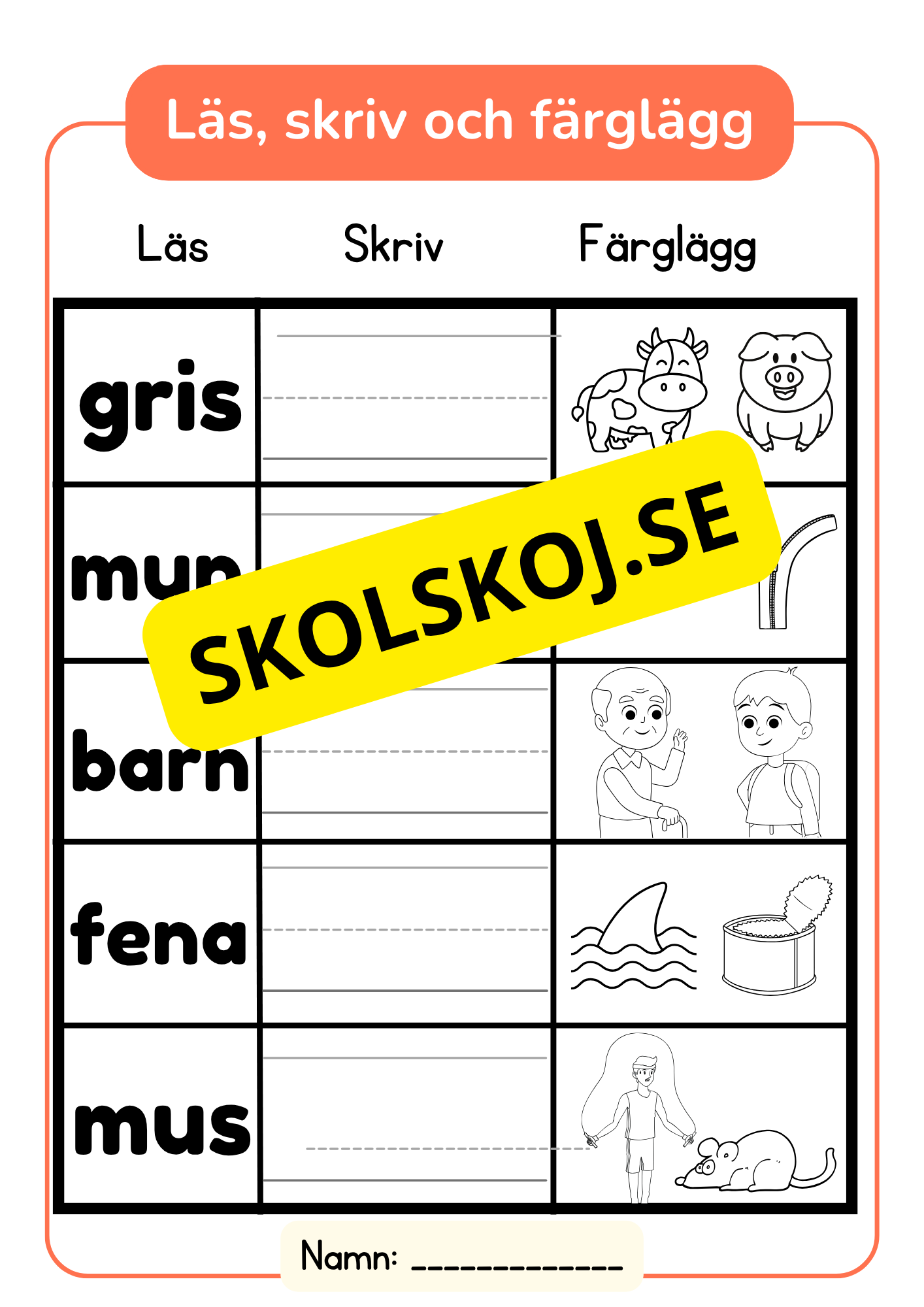 Läs, skriv och färglägg