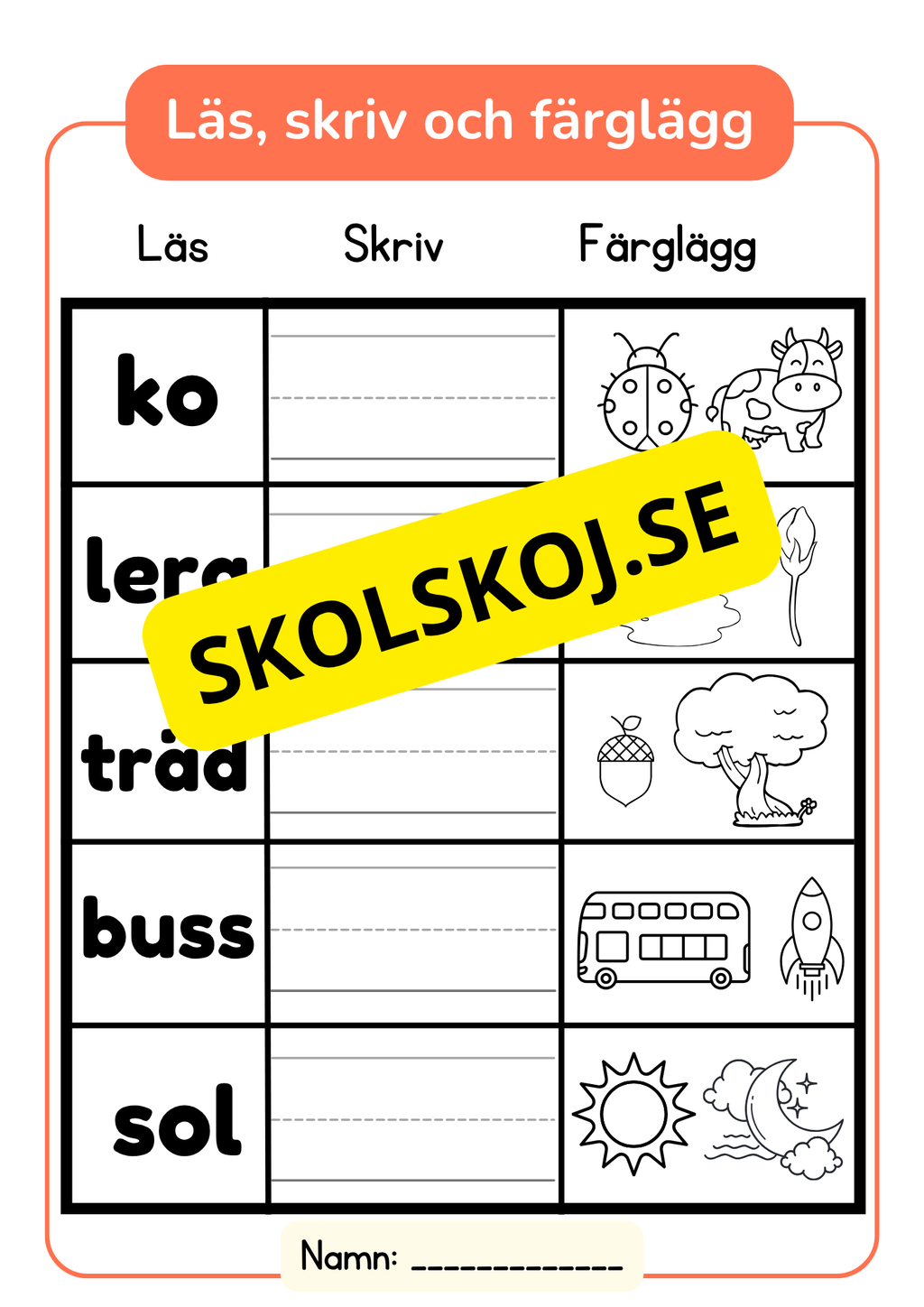 Läs, skriv och färglägg