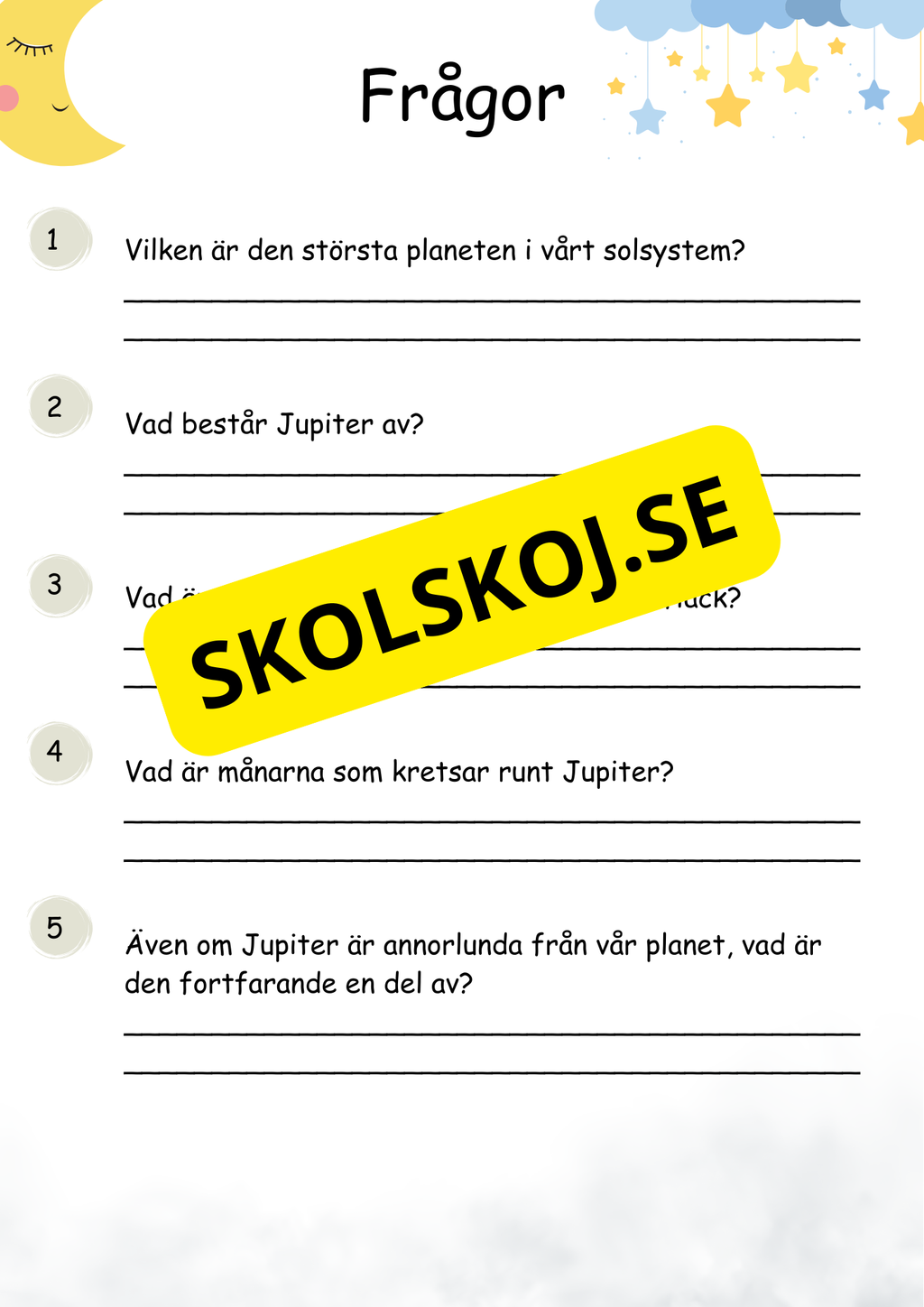 Lätta fakta om Jupiter - Läsförståelse