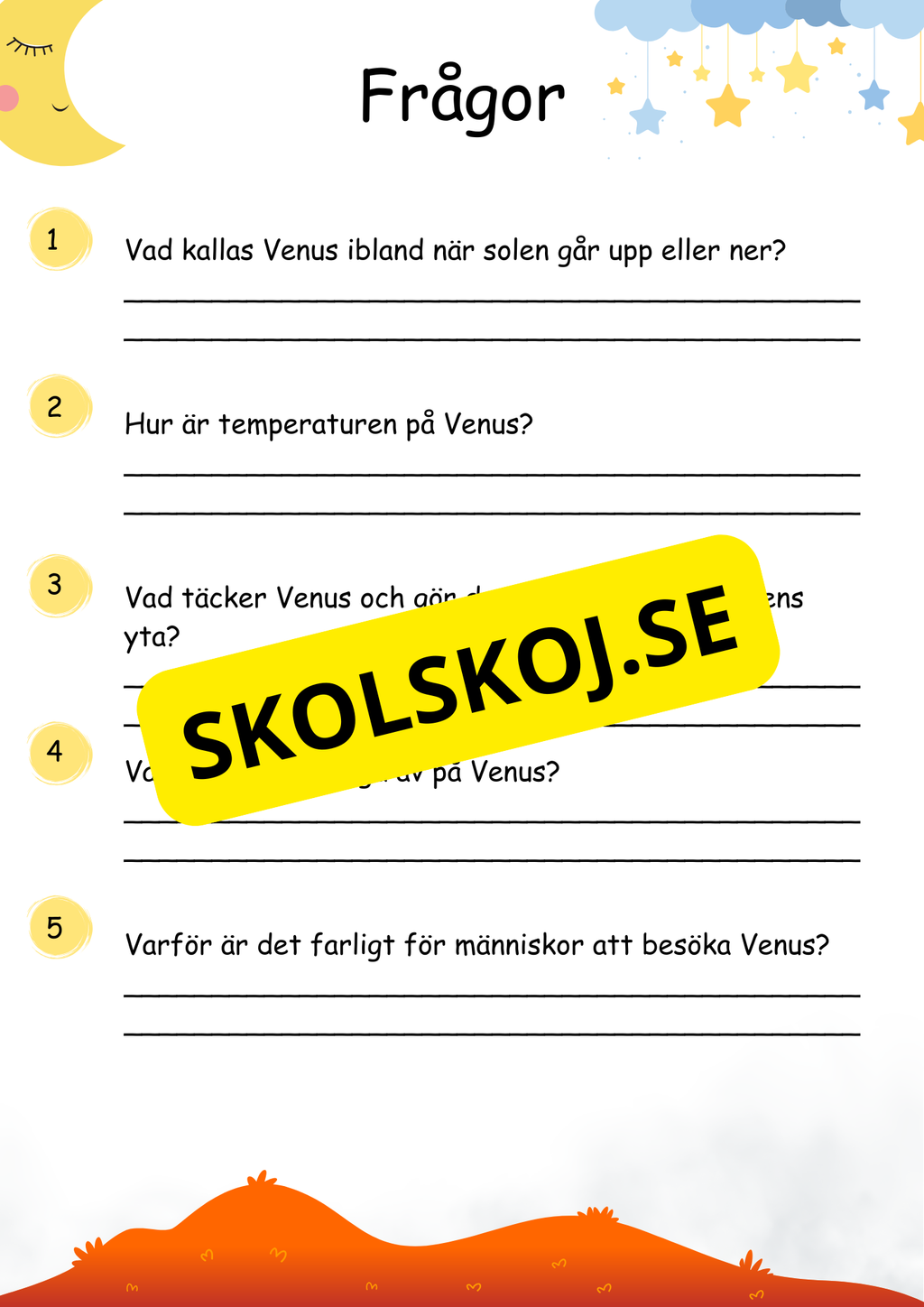 Lätt fakta om Venus - Läsförståelse