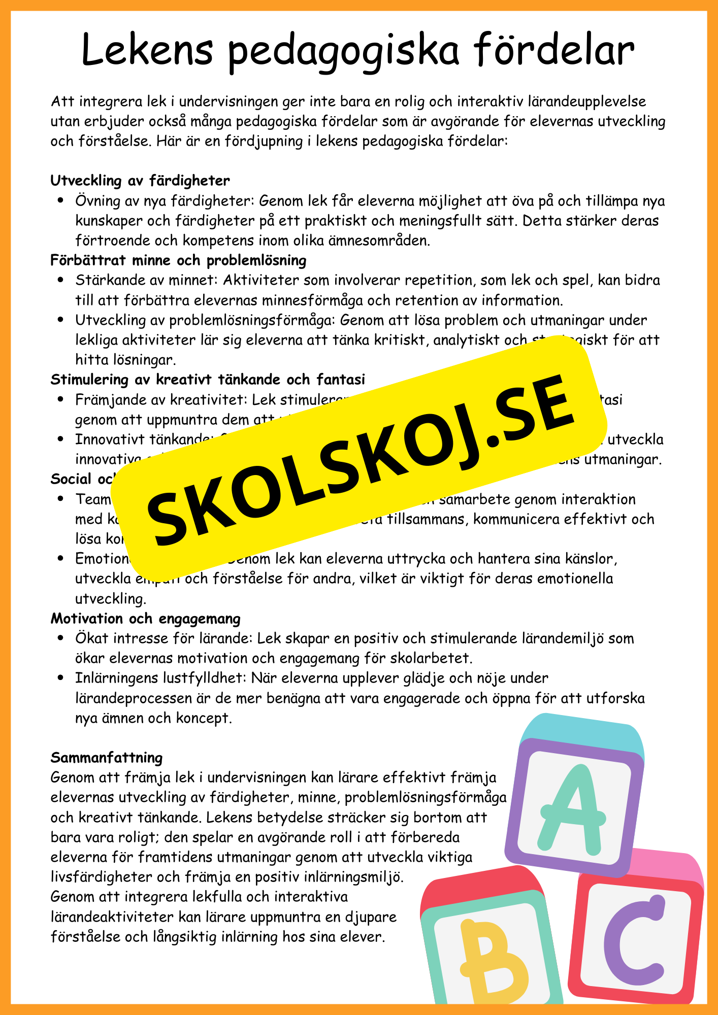 Lek i undervisningen