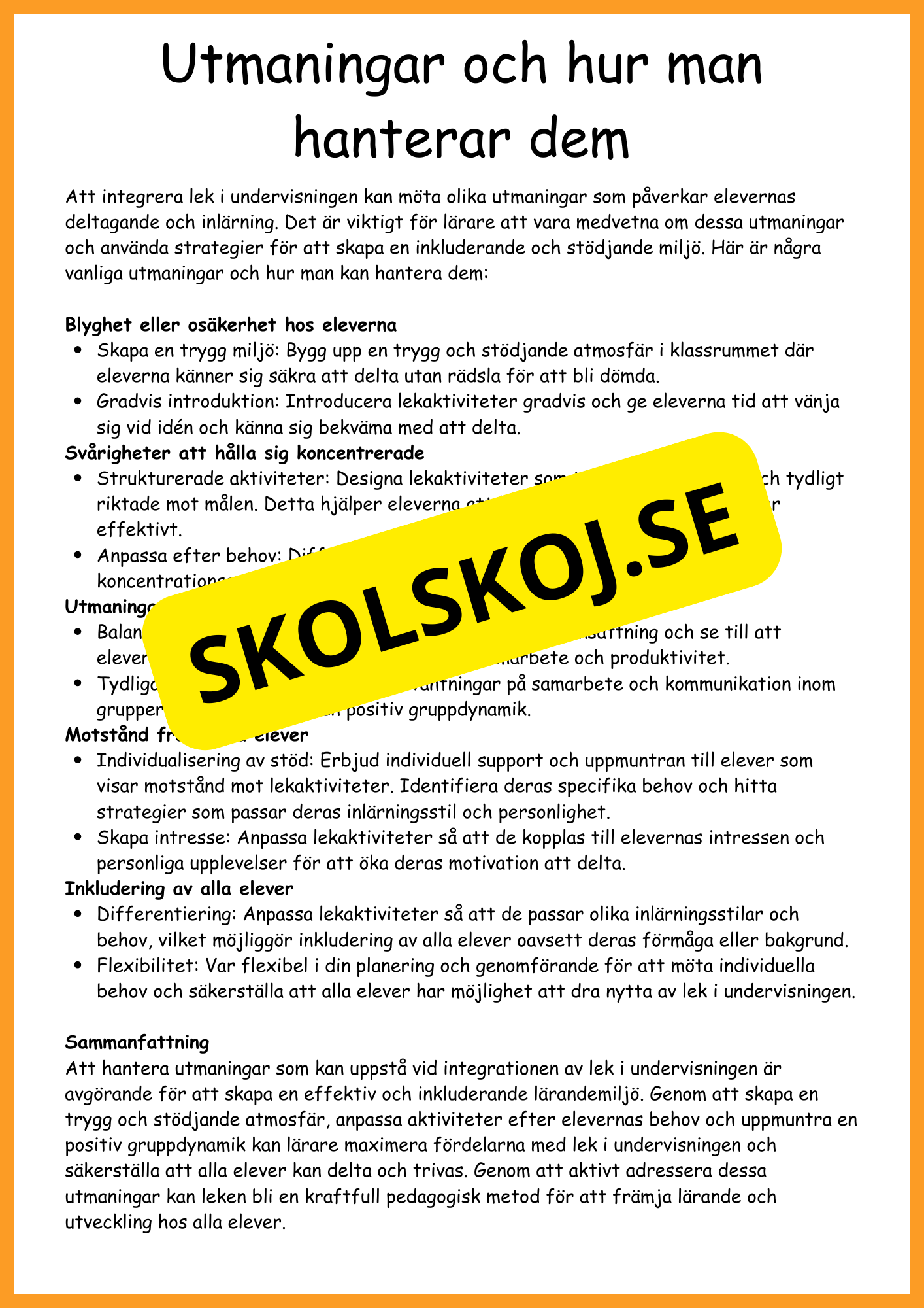 Lek i undervisningen