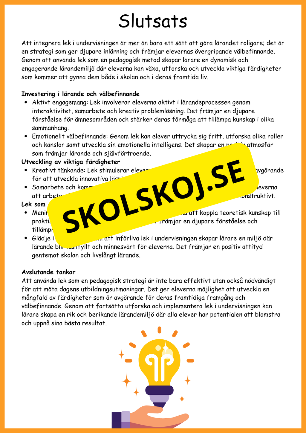 Lek i undervisningen