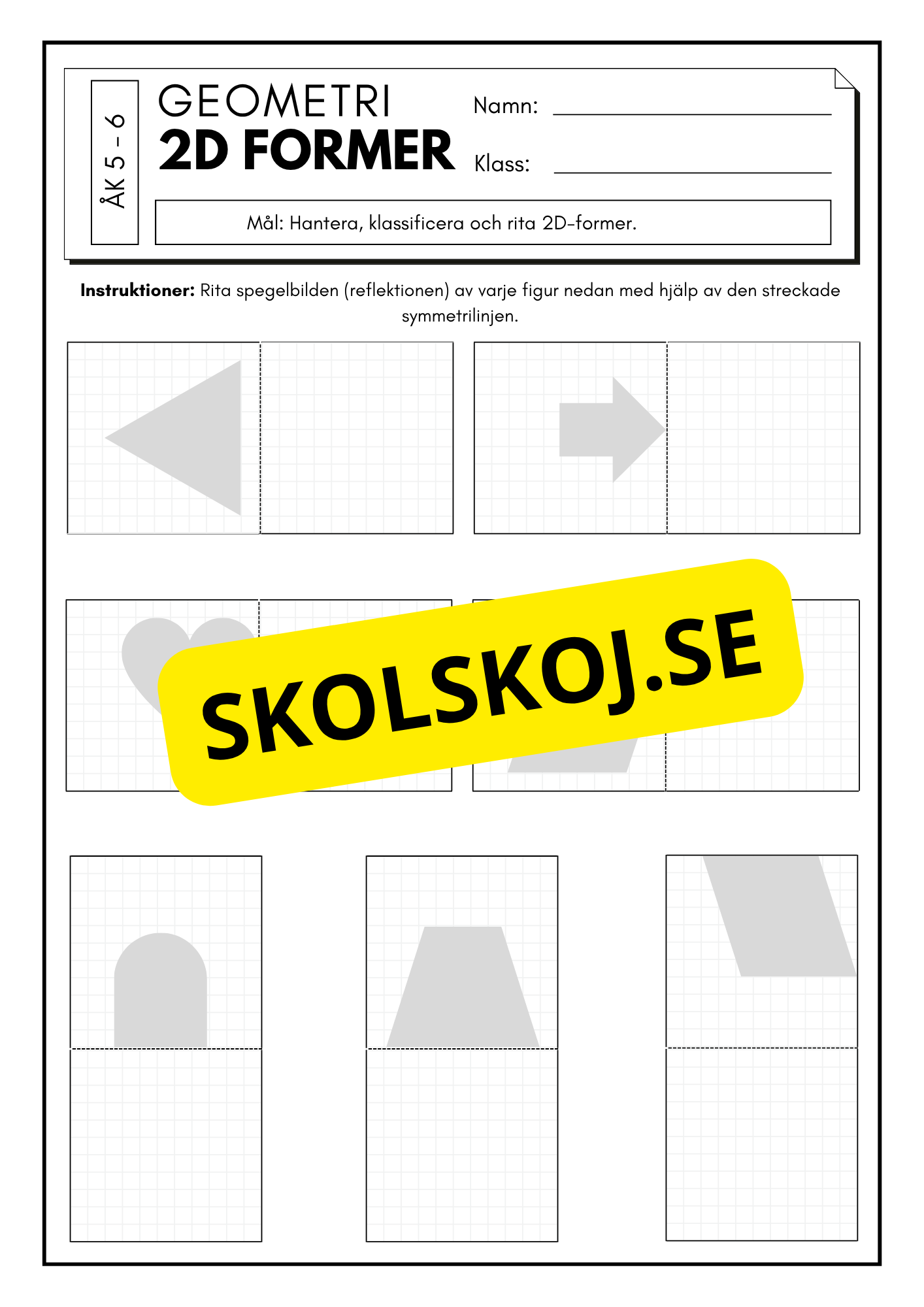 Lek med geometri: Uppgifter om rotation, spegling och translation - Åk 5 - 6