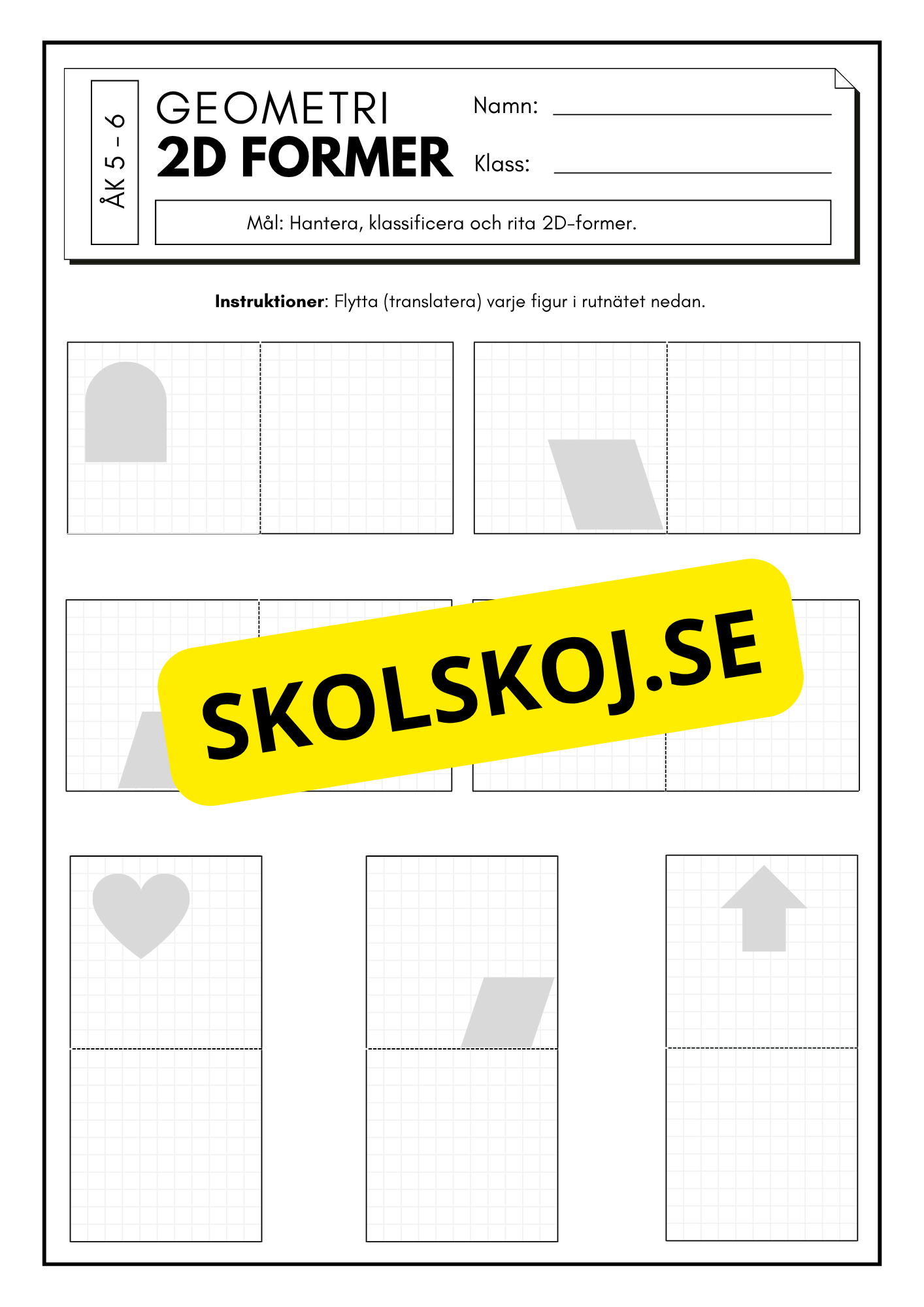 Lek med geometri: Uppgifter om rotation, spegling och translation - Åk 5 - 6