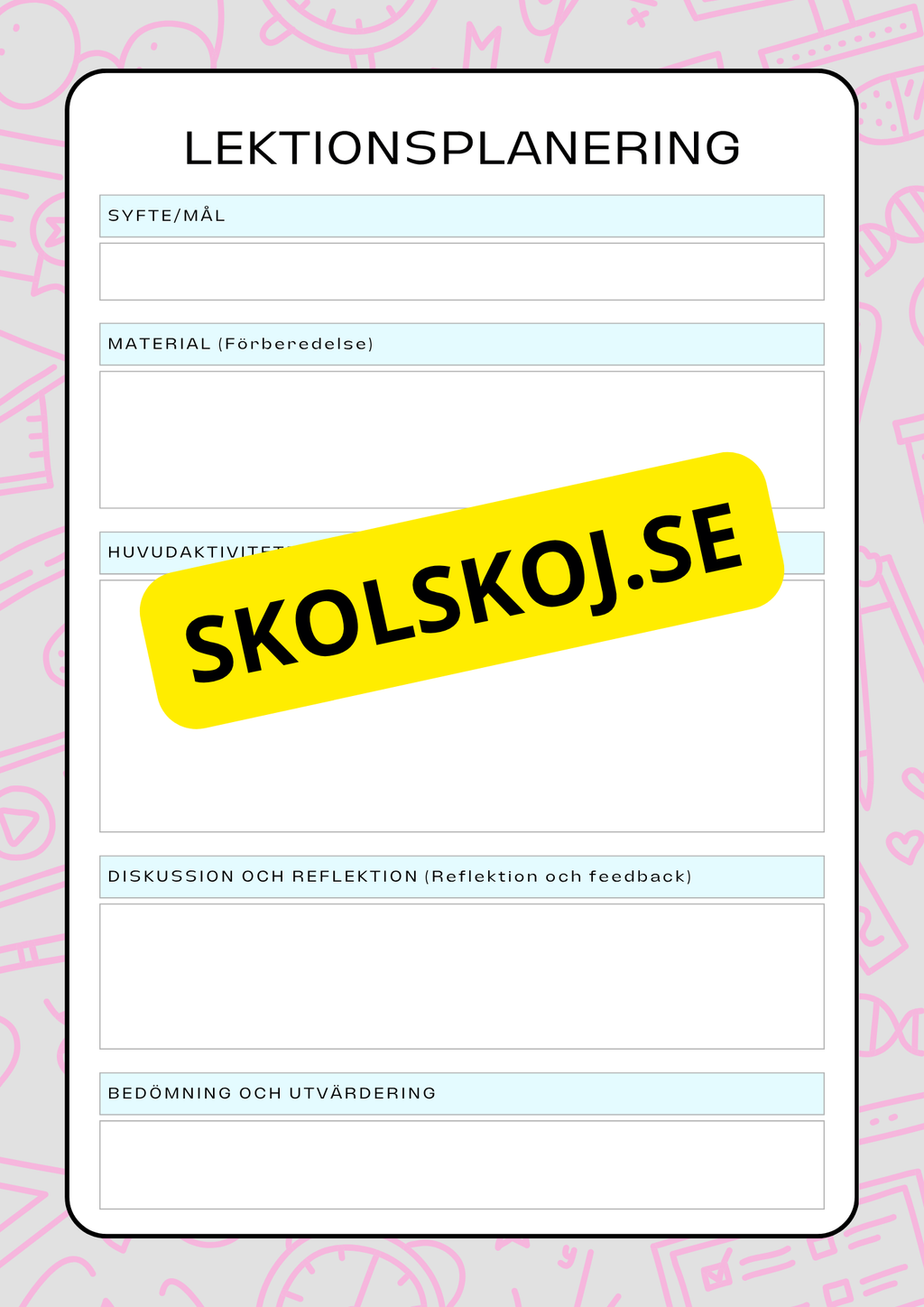Lektionsplanering för klasslärare - Redigerbar (29 sidor)