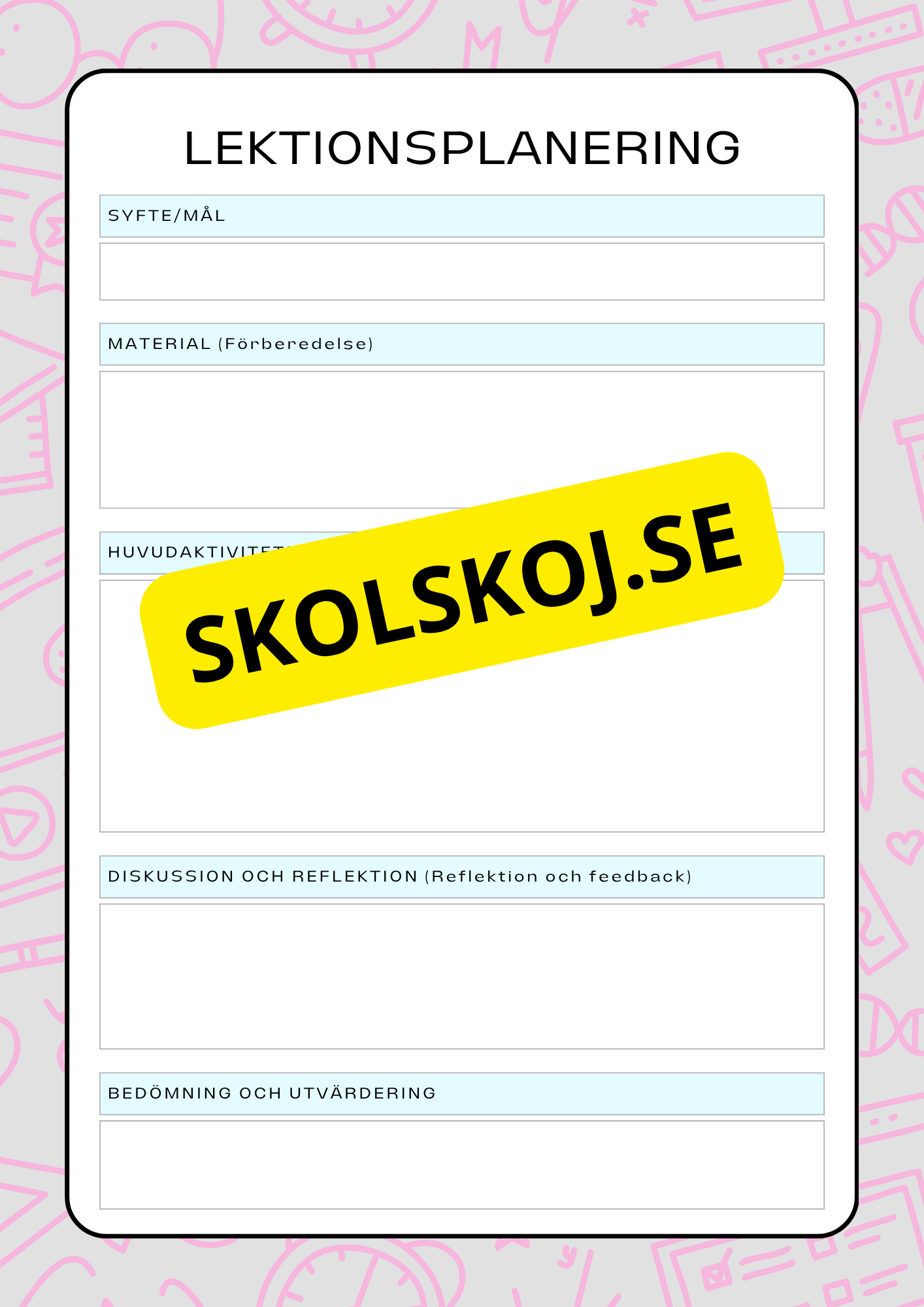 Lektionsplanering för klasslärare - Redigerbar (29 sidor)