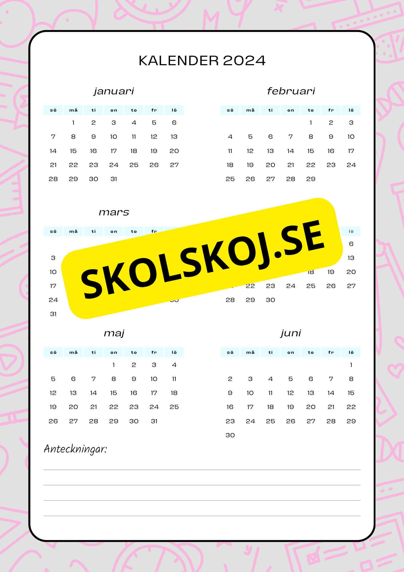 Lektionsplanering för klasslärare - Redigerbar (29 sidor)