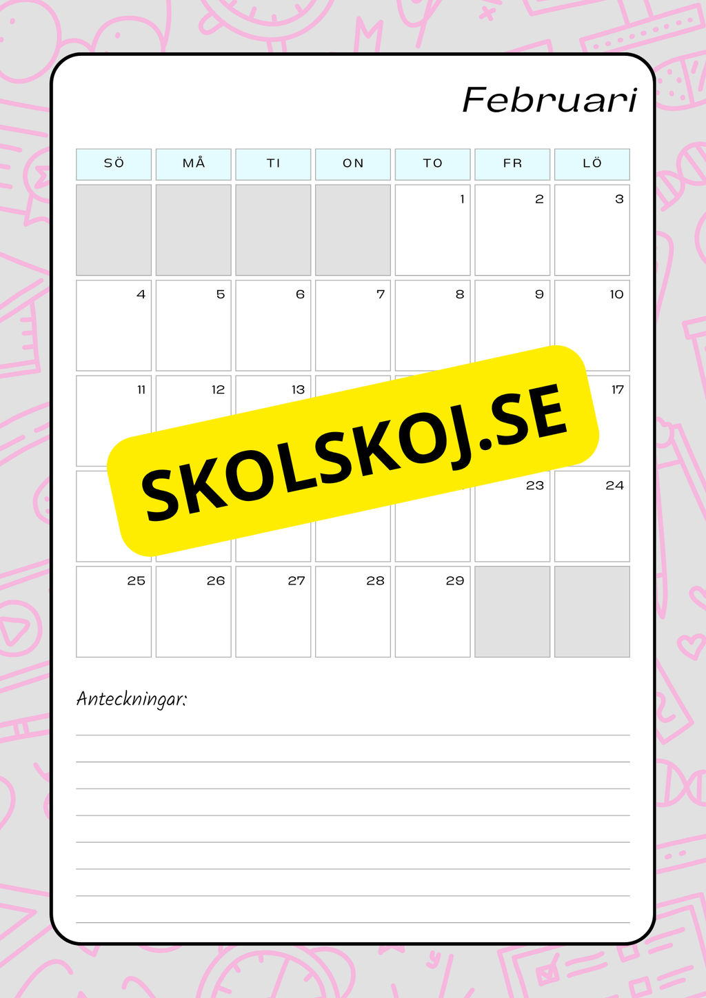 Lektionsplanering för klasslärare - Redigerbar (29 sidor)