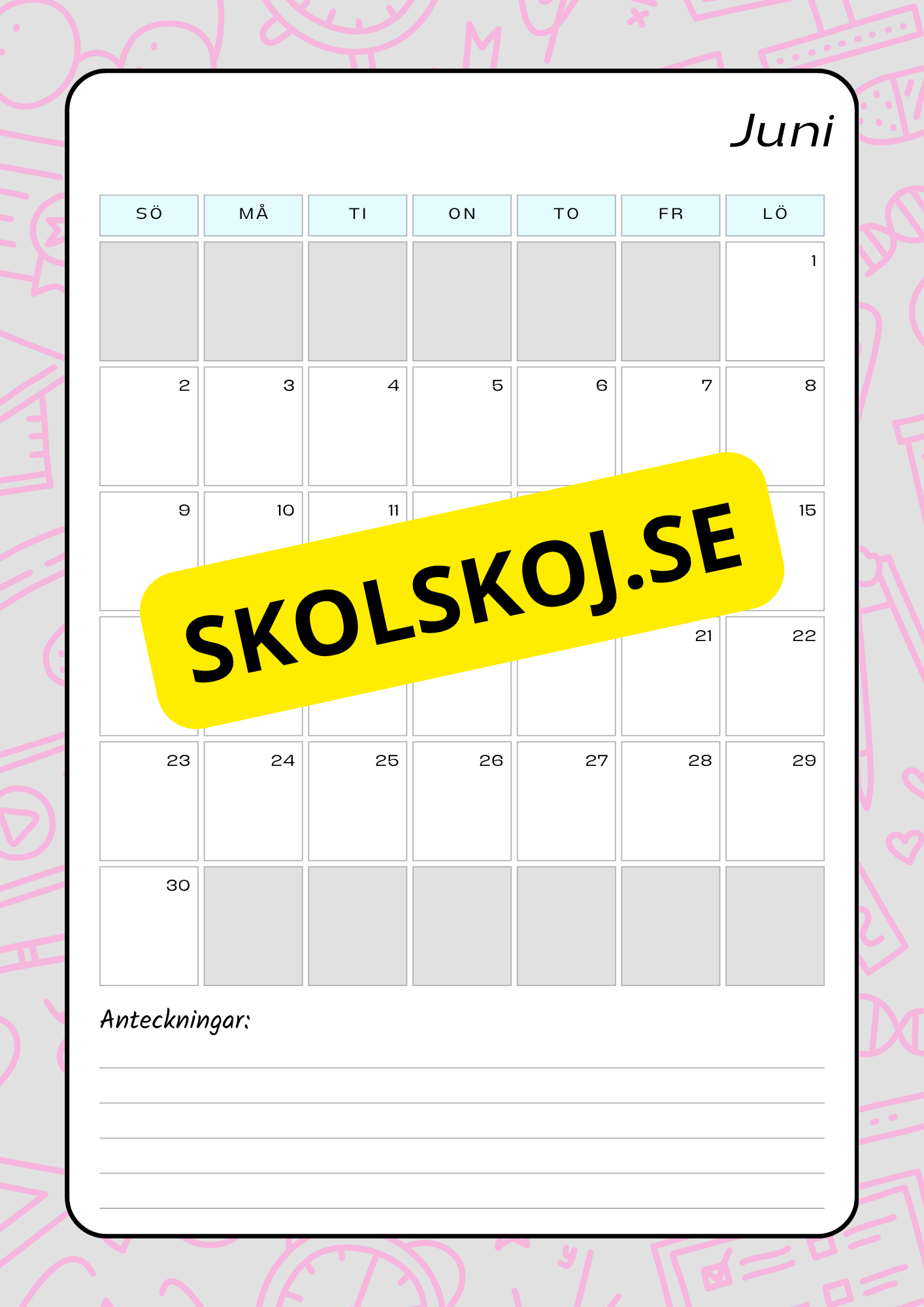Lektionsplanering för klasslärare - Redigerbar (29 sidor)