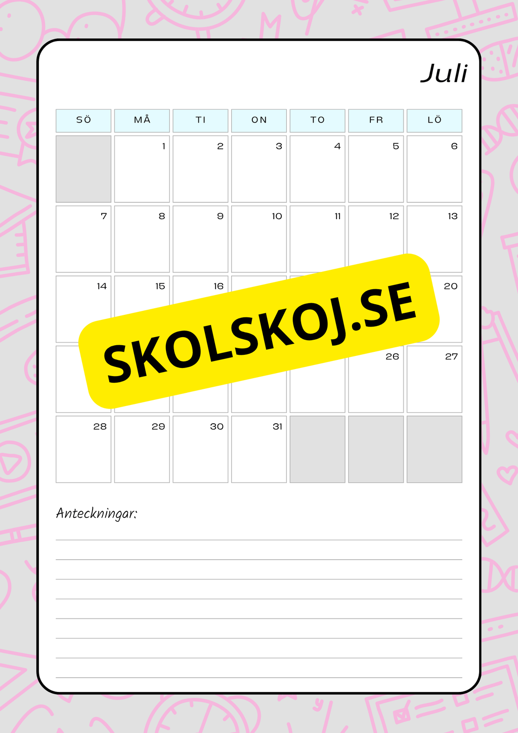 Lektionsplanering för klasslärare - Redigerbar (29 sidor)