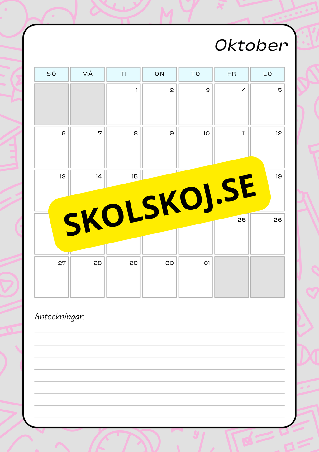 Lektionsplanering för klasslärare - Redigerbar (29 sidor)