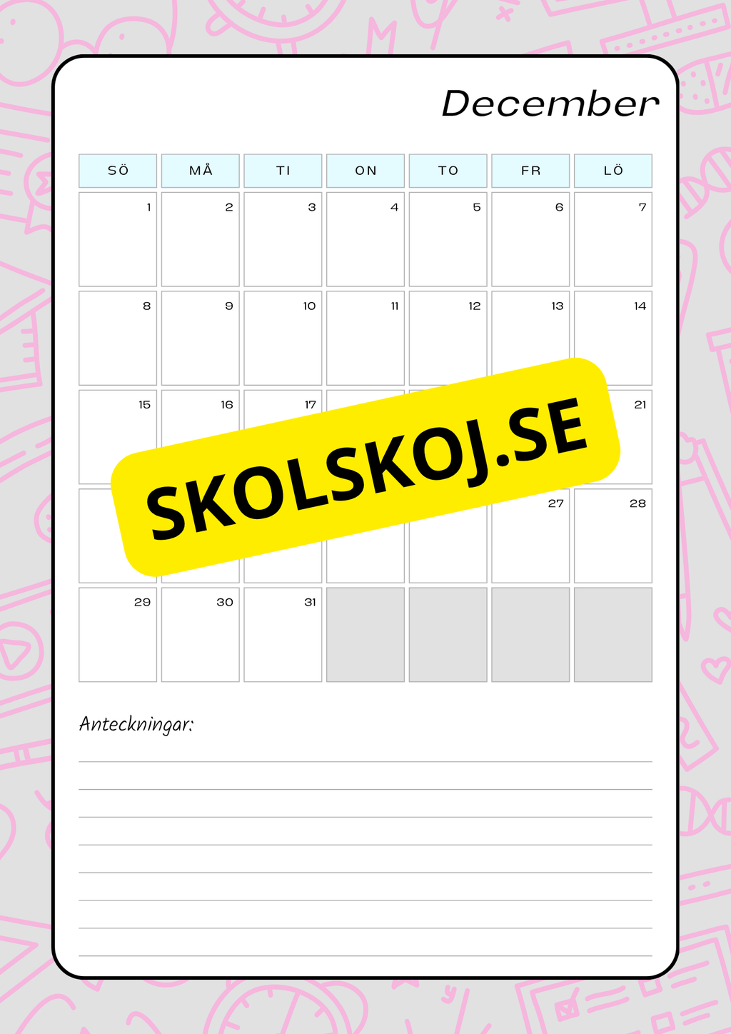 Lektionsplanering för klasslärare - Redigerbar (29 sidor)