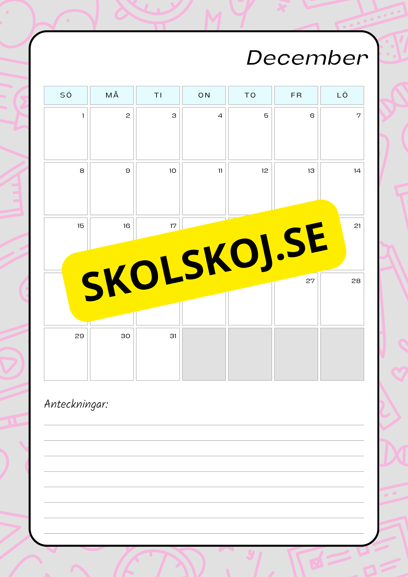 Lektionsplanering för klasslärare - Redigerbar (29 sidor)
