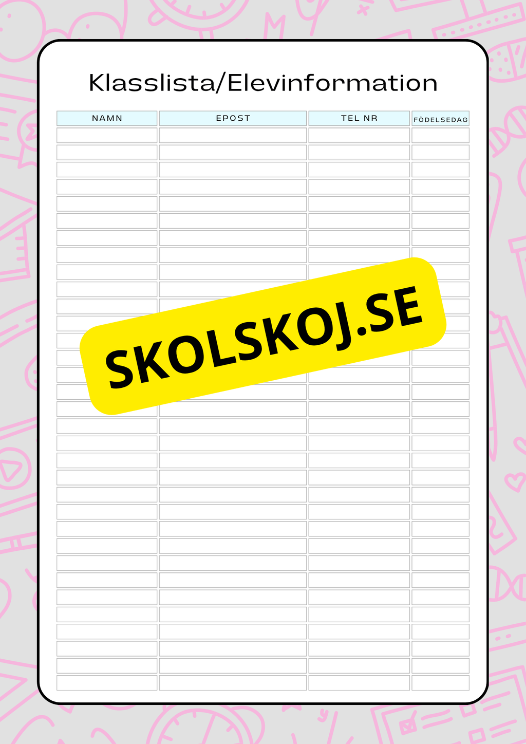 Lektionsplanering för klasslärare - Redigerbar (29 sidor)