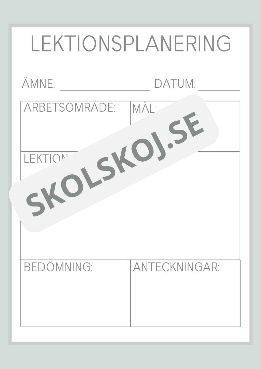 Lektionsplanering för vikarie