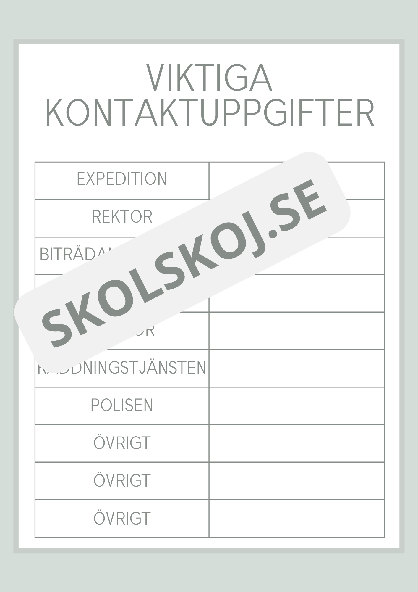 Lektionsplanering för vikarie