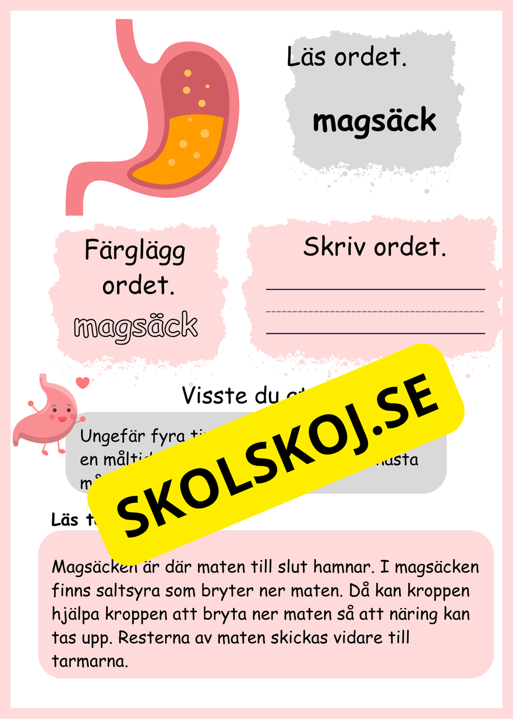Lite om min kropp - Paket - Läsförståelse