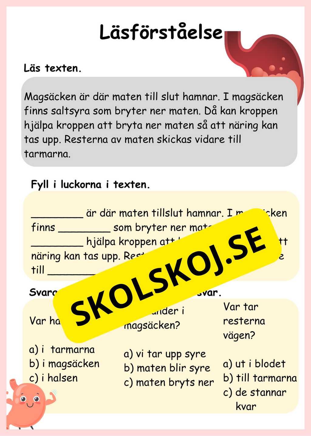 Lite om min kropp - Paket - Läsförståelse
