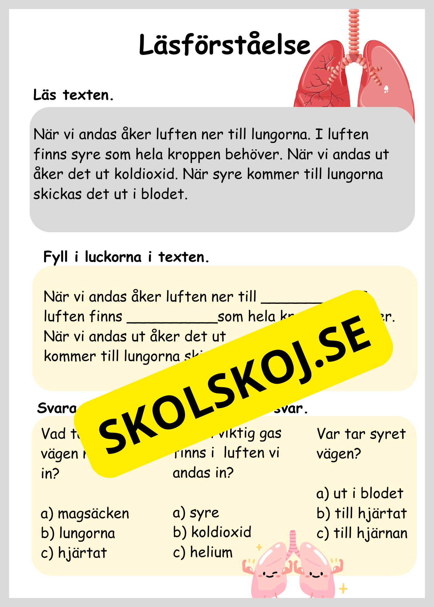 Lite om min kropp - Paket - Läsförståelse