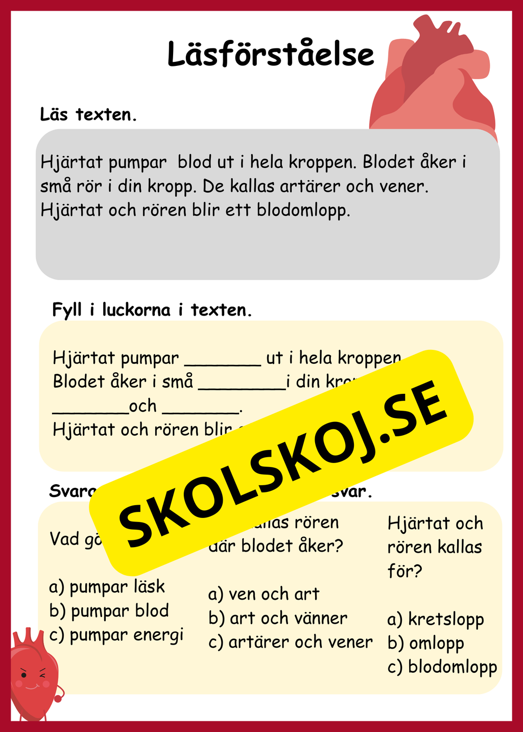 Lite om min kropp - Paket - Läsförståelse