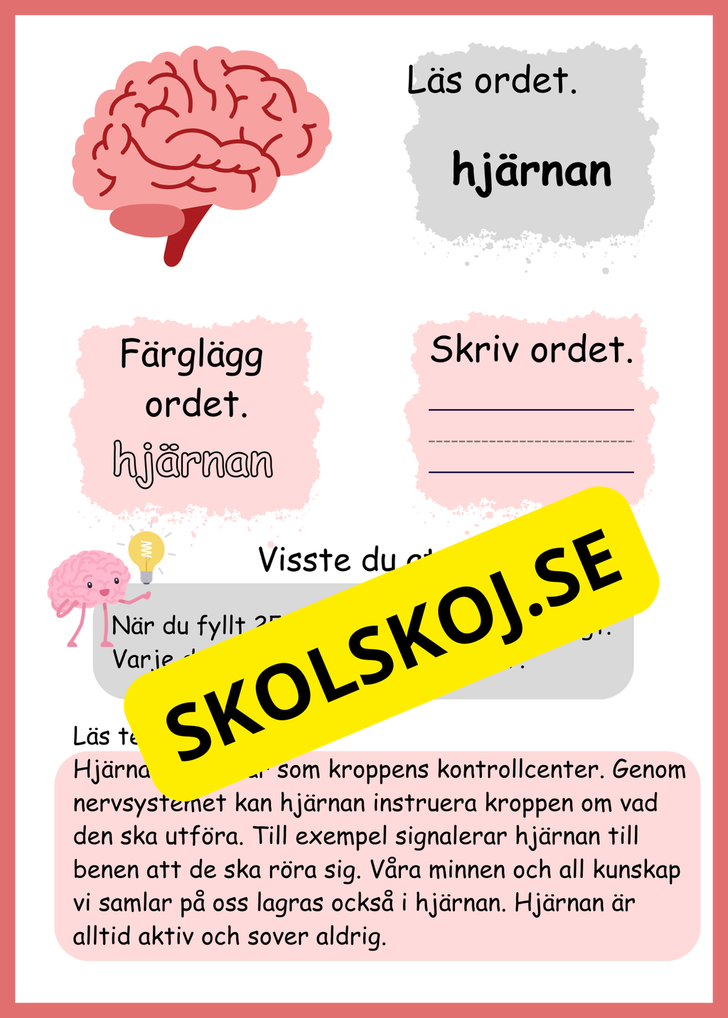 Lite om min kropp - Paket - Läsförståelse