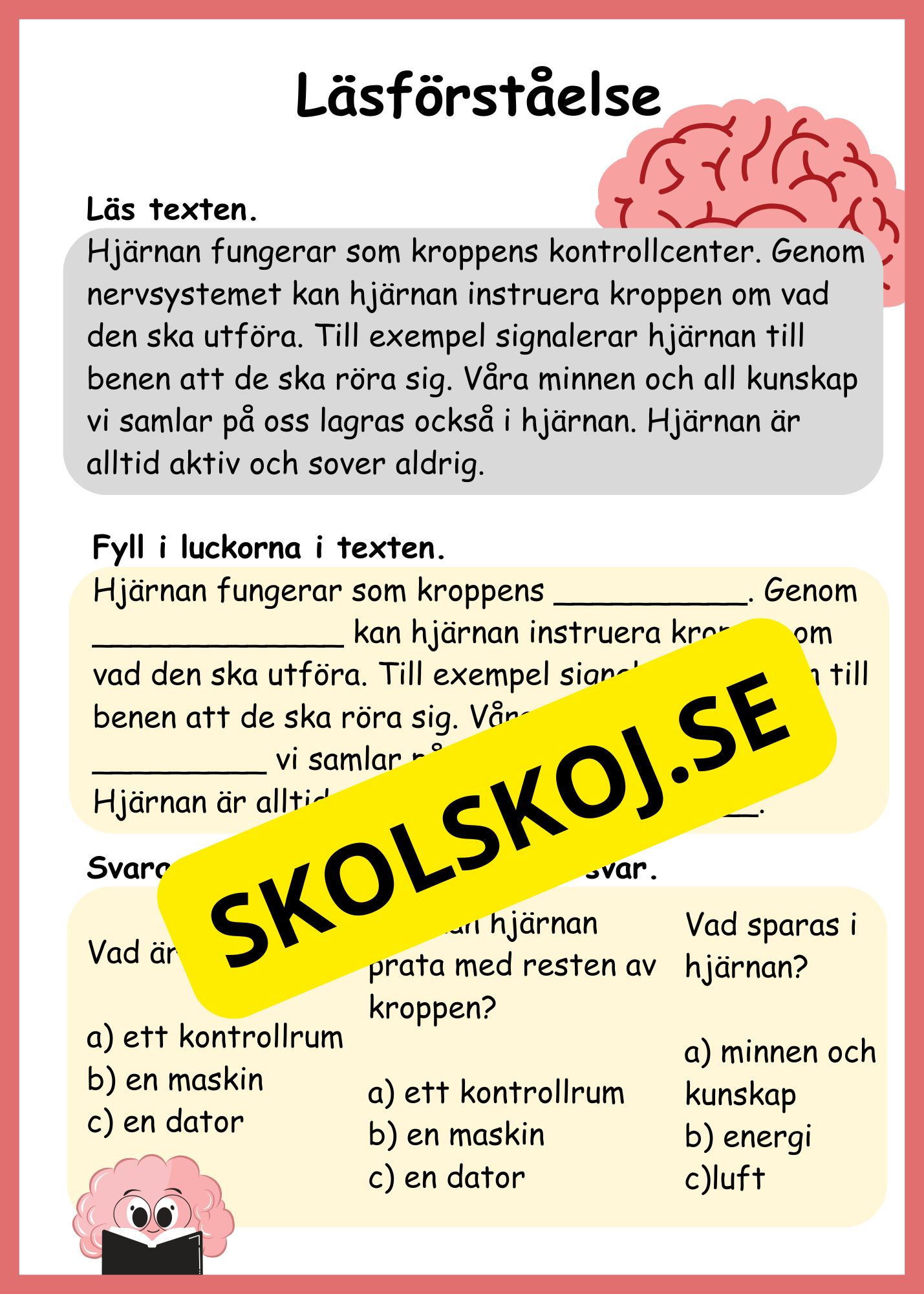 Lite om min kropp - Paket - Läsförståelse