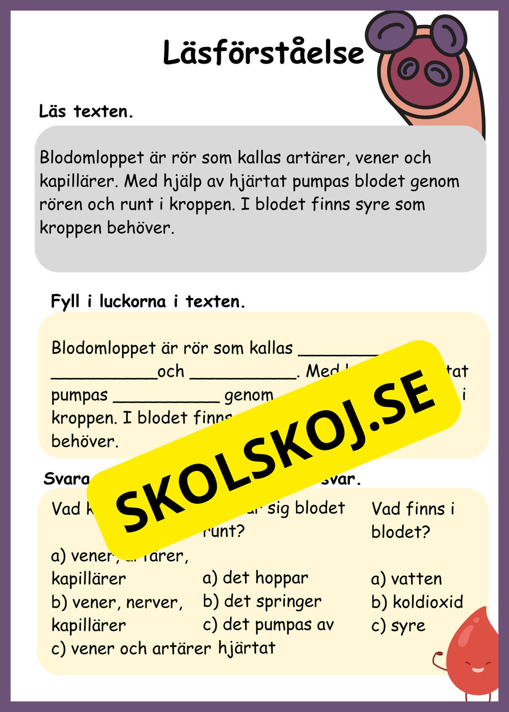 Lite om min kropp - Paket - Läsförståelse
