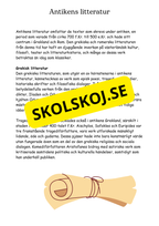 Litteraturhistoria antiken - Läsförståelse + Frågor