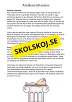 Litteraturhistoria antiken - Läsförståelse + Frågor