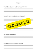 Litteraturhistoria antiken - Läsförståelse + Frågor
