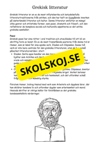 Litteraturhistoria antiken - Läsförståelse + Frågor