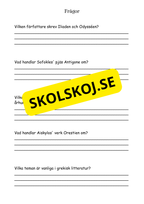 Litteraturhistoria antiken - Läsförståelse + Frågor