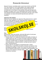 Litteraturhistoria antiken - Läsförståelse + Frågor