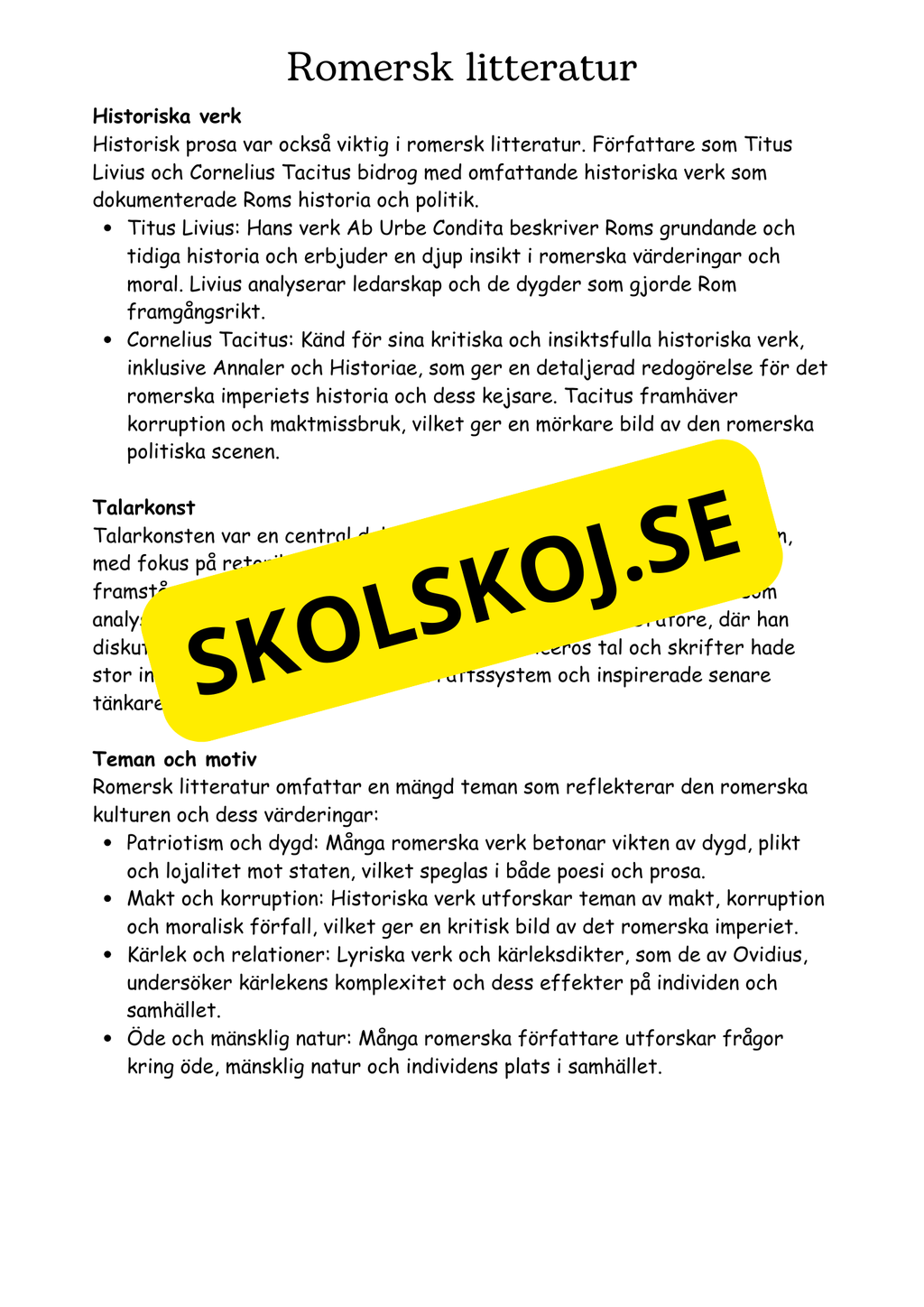 Litteraturhistoria antiken - Läsförståelse + Frågor