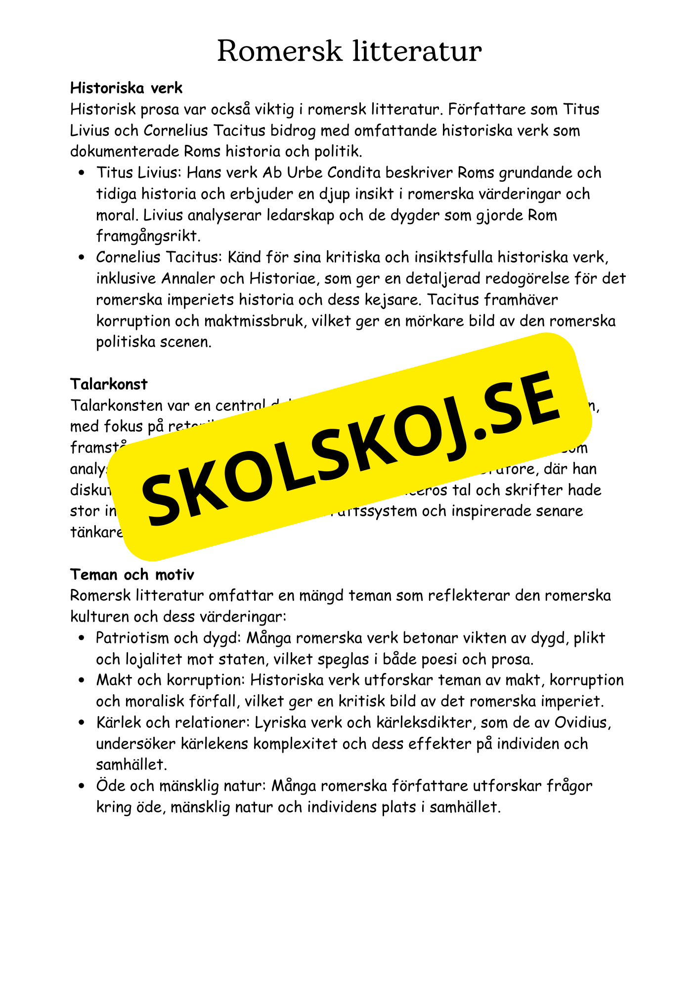 Litteraturhistoria antiken - Läsförståelse + Frågor
