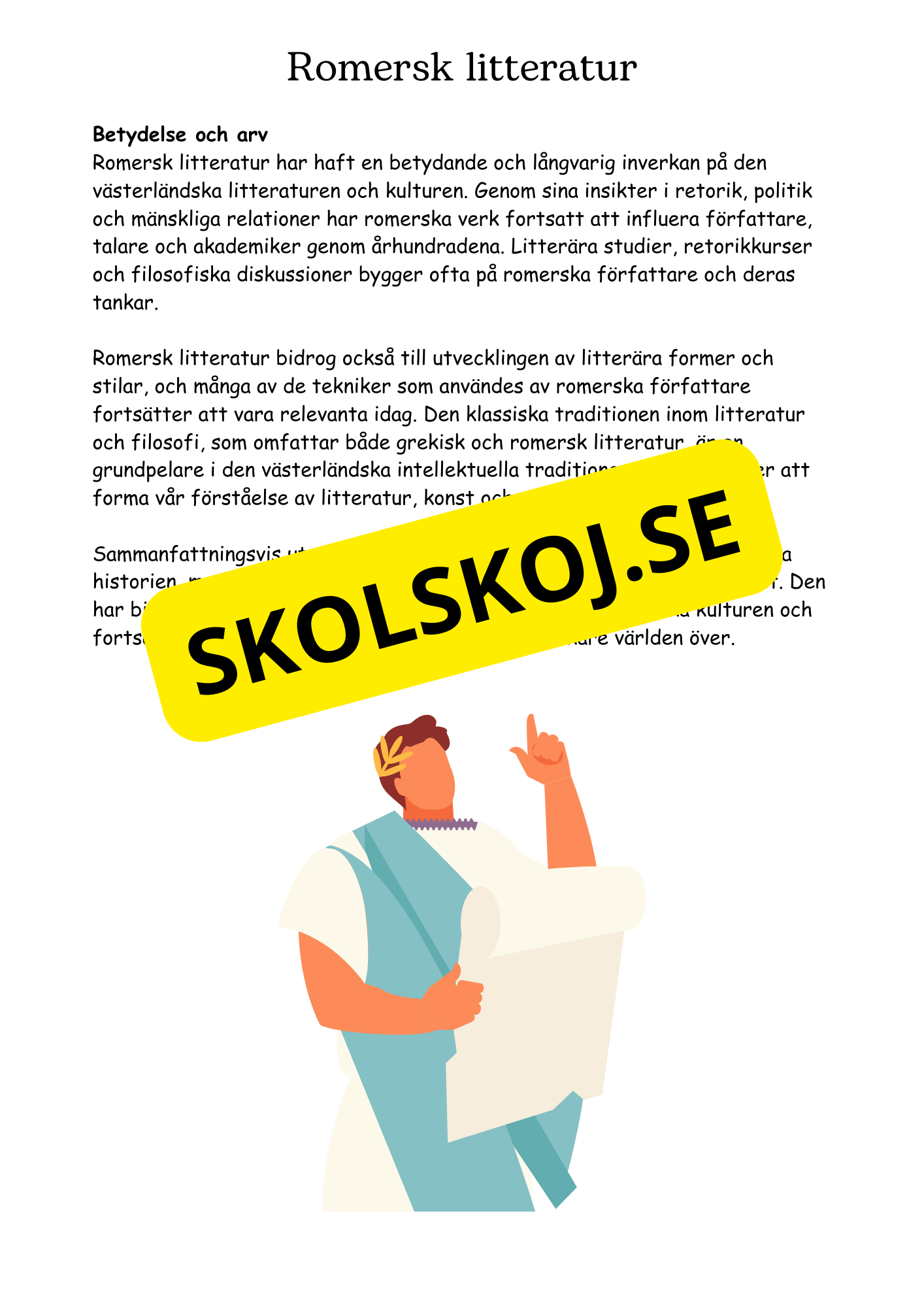 Litteraturhistoria antiken - Läsförståelse + Frågor