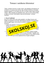 Litteraturhistoria antiken - Läsförståelse + Frågor