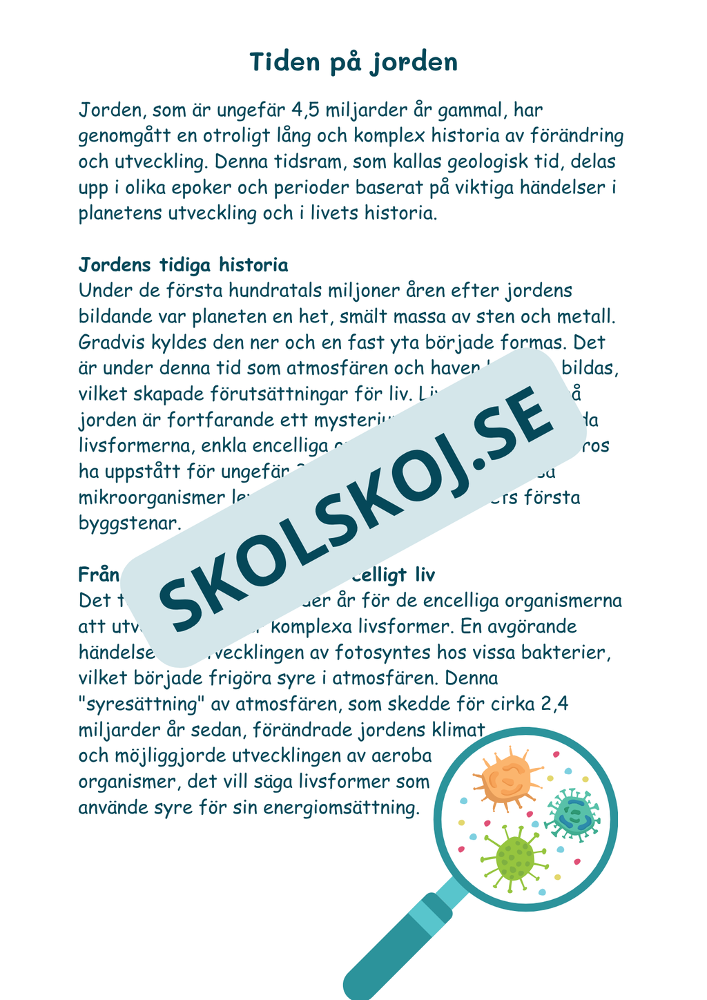 Livets utveckling - Läsförståelse + frågor (51 sidor)