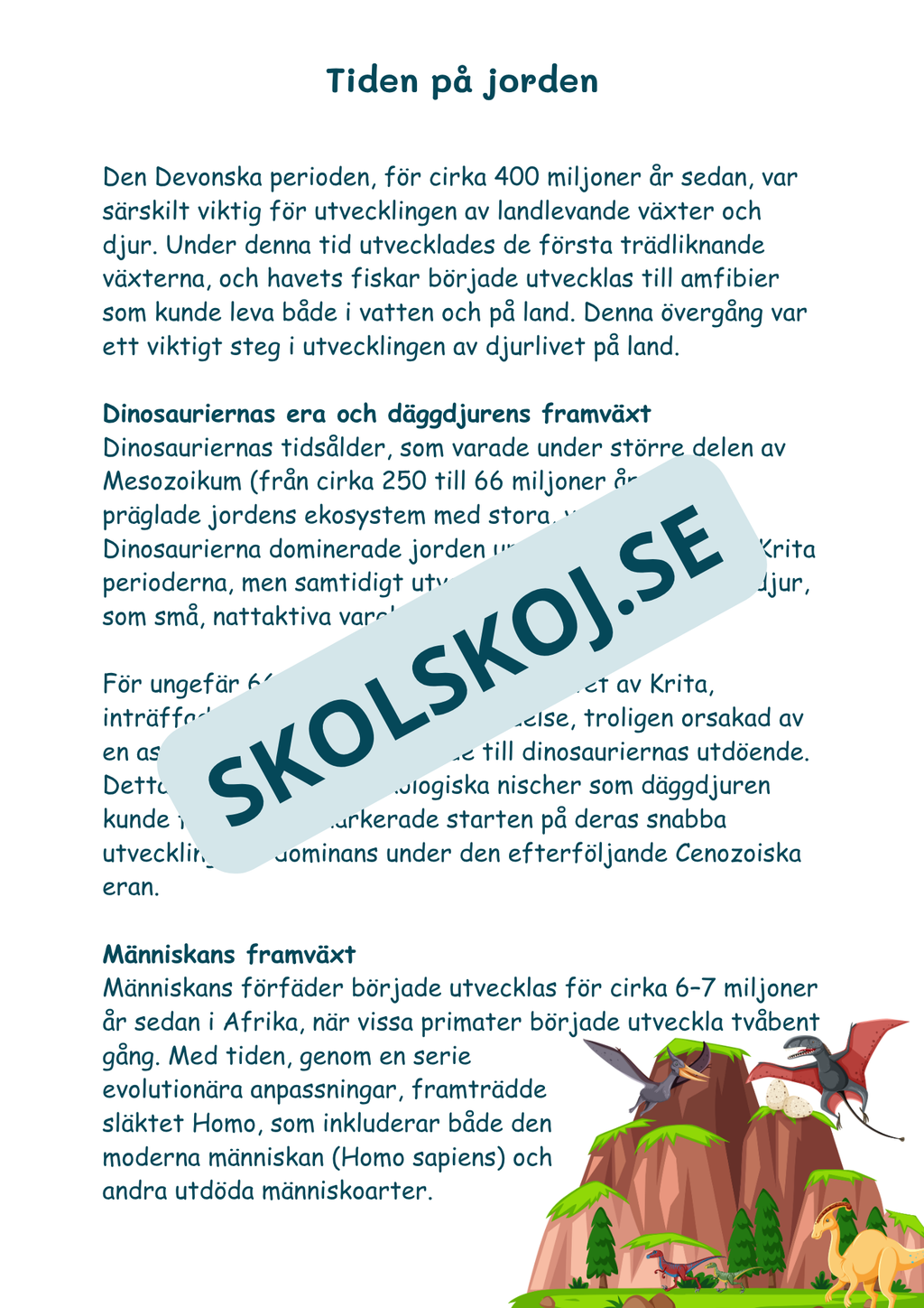 Livets utveckling - Läsförståelse + frågor (51 sidor)