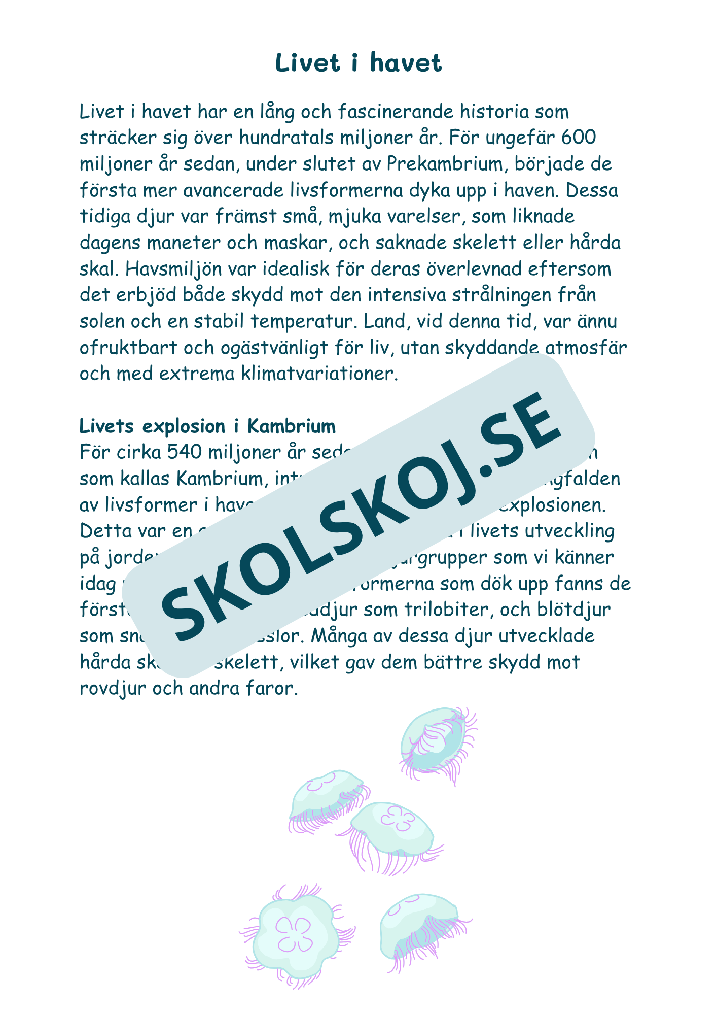 Livets utveckling - Läsförståelse + frågor (51 sidor)