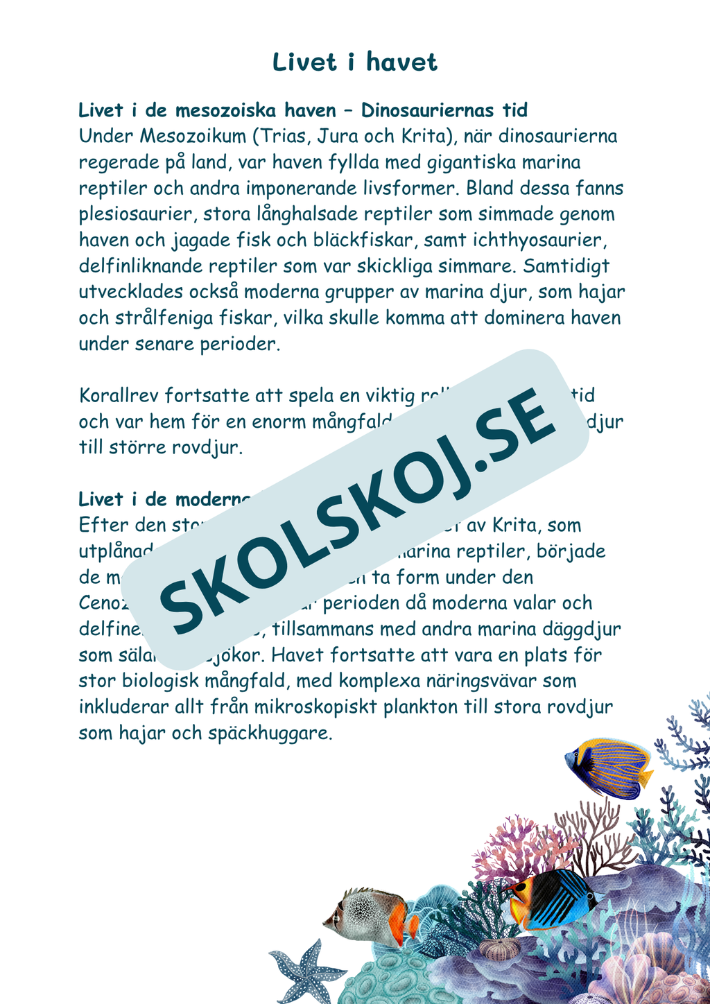 Livets utveckling - Läsförståelse + frågor (51 sidor)