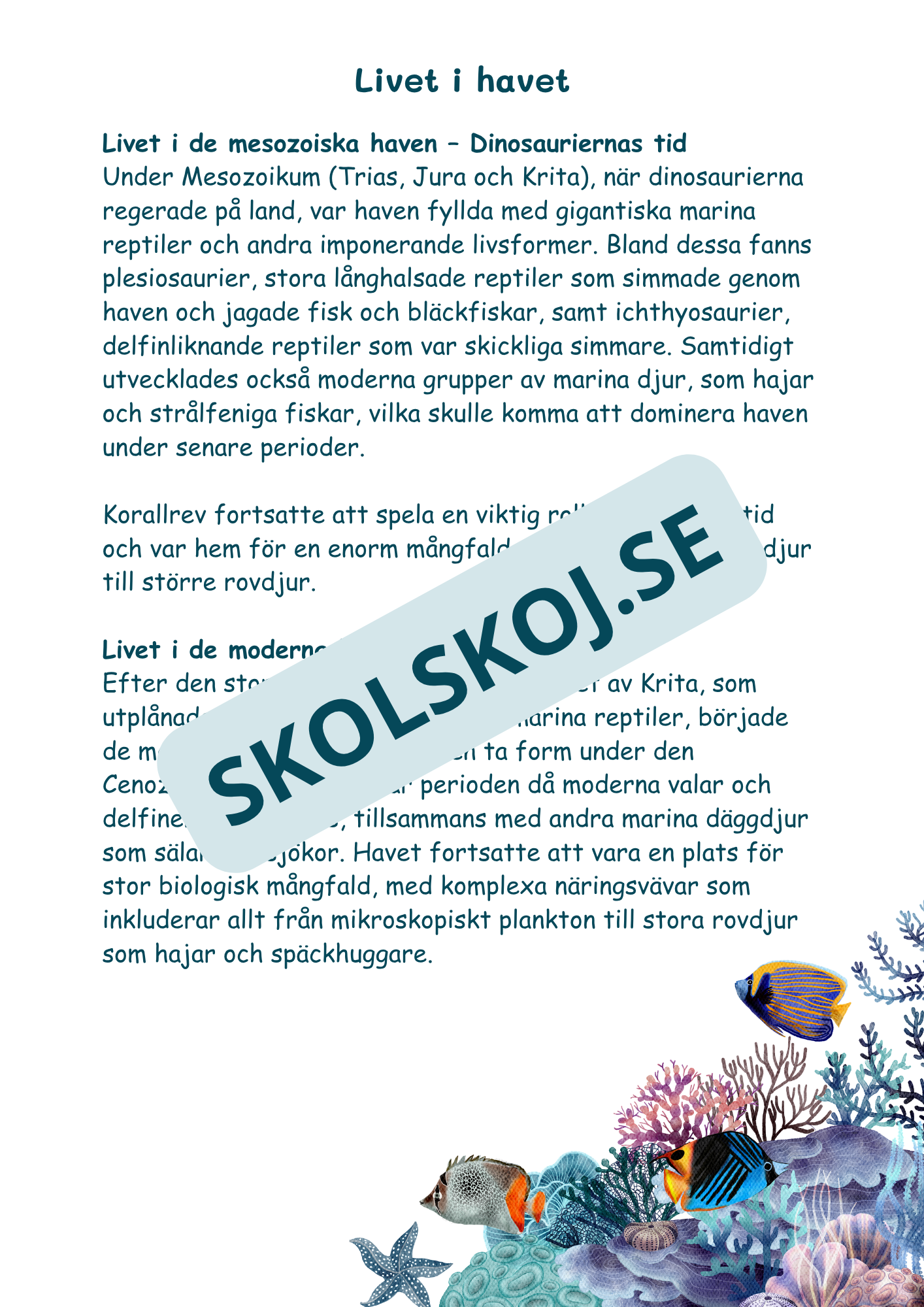 Livets utveckling - Läsförståelse + frågor (51 sidor)