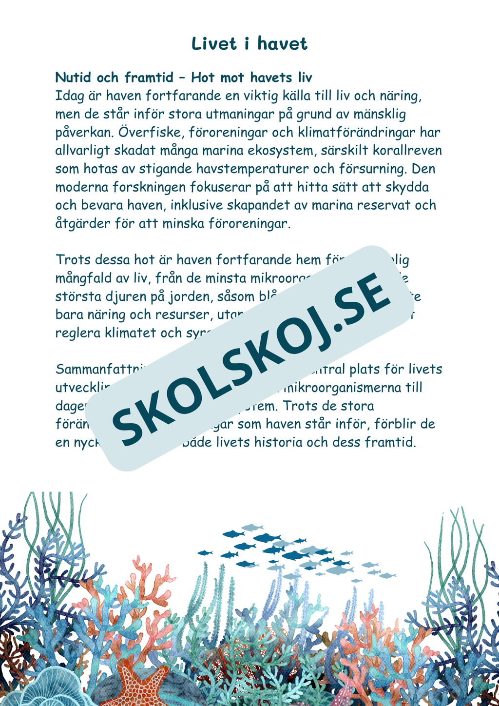 Livets utveckling - Läsförståelse + frågor (51 sidor)